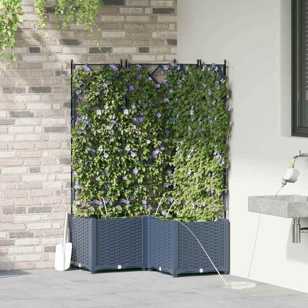 VidaXL Kerti cserép 3 pcs Szürke 80 x 80 x 142 cm Műanyag