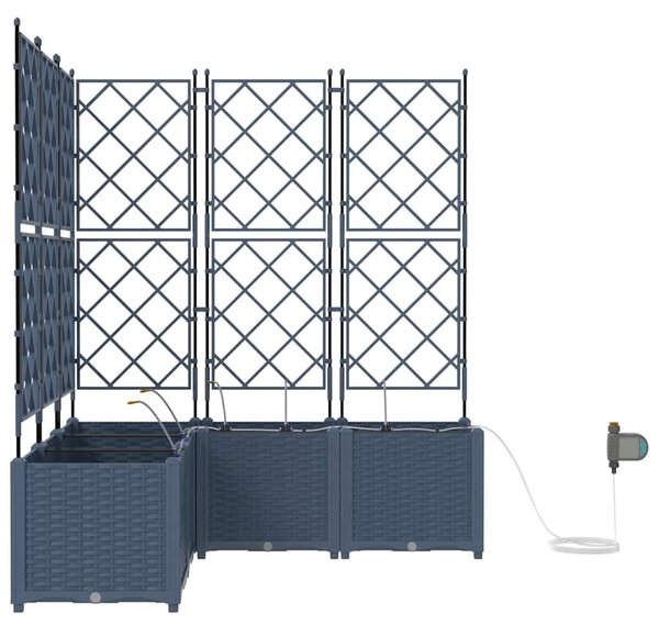 VidaXL Kerti cserép 3 pcs Szürke 80 x 80 x 142 cm Műanyag