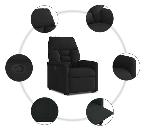 Fekete szövet felállást segítő dönthető fotel