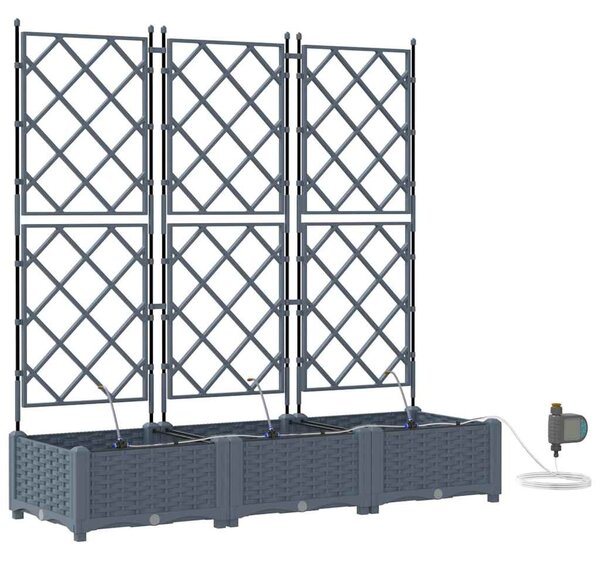 Kerti cserép 3 db Világosszürke 120 x 40 x 126 cm PP
