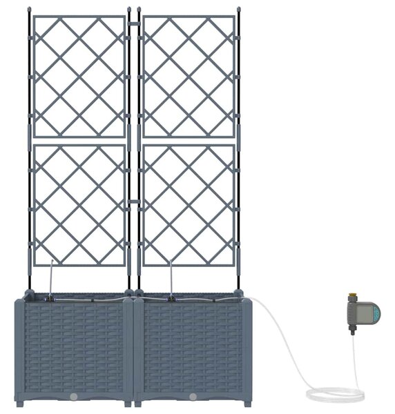 VidaXL Kerti cserép 2 pcs Világosszürke 80 x 40 x 142 cm Műanyag
