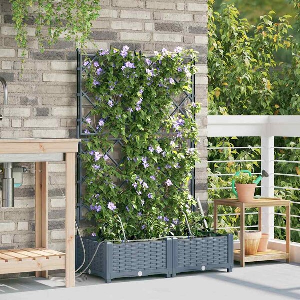 VidaXL Kerti cserép 2 pcs Világosszürke 80 x 40 x 126 cm Műanyag