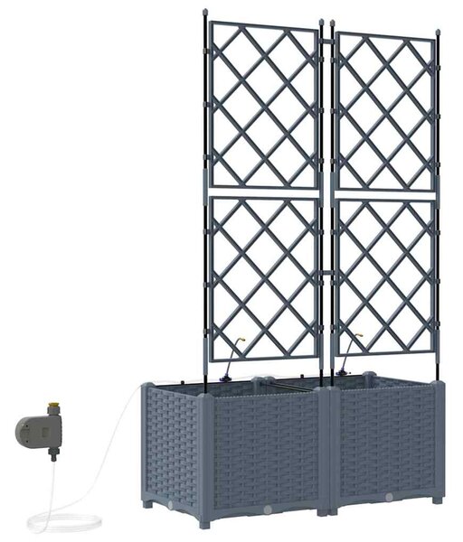 VidaXL Kerti cserép 2 pcs Világosszürke 80 x 40 x 142 cm Műanyag