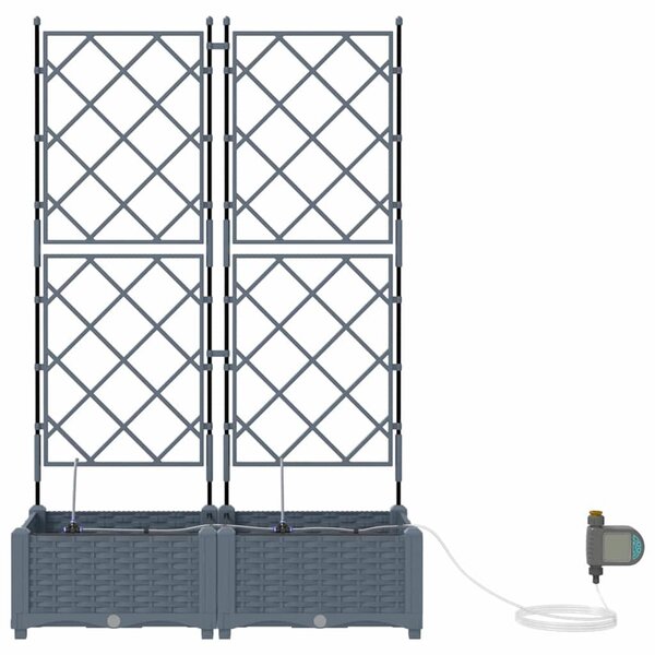 VidaXL Kerti cserép 2 pcs Világosszürke 80 x 40 x 126 cm Műanyag