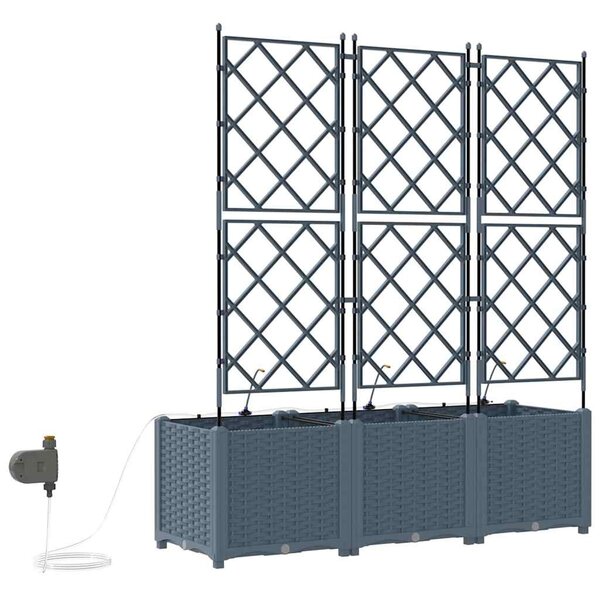 VidaXL Kerti cserép 3 pcs Világosszürke 120 x 40 x 142 cm Műanyag