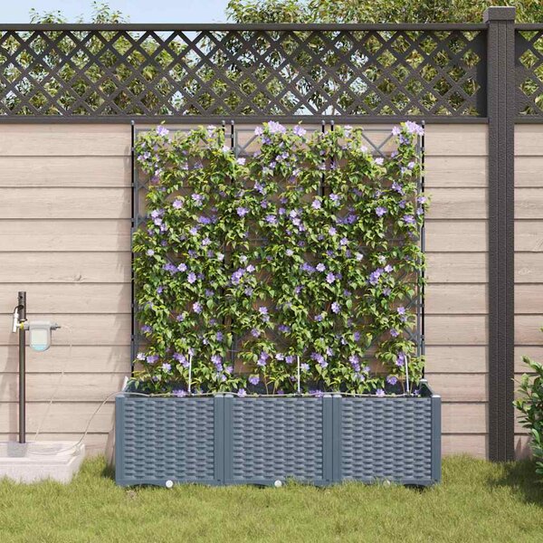 VidaXL Kerti cserép 3 pcs Világosszürke 120 x 40 x 142 cm Műanyag