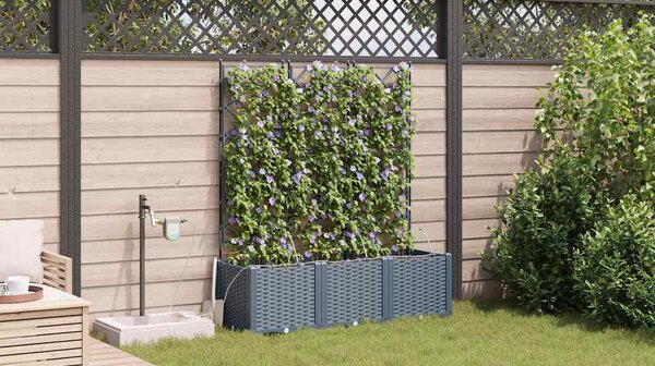 VidaXL Kerti cserép 3 pcs Világosszürke 120 x 40 x 142 cm Műanyag