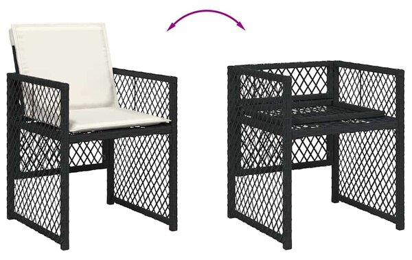 13 részes fekete polyrattan kerti ülőgarnitúra párnákkal