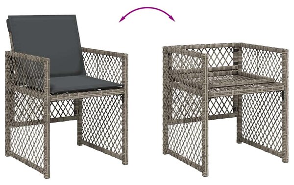 13 részes szürke polyrattan kerti ülőgarnitúra párnákkal