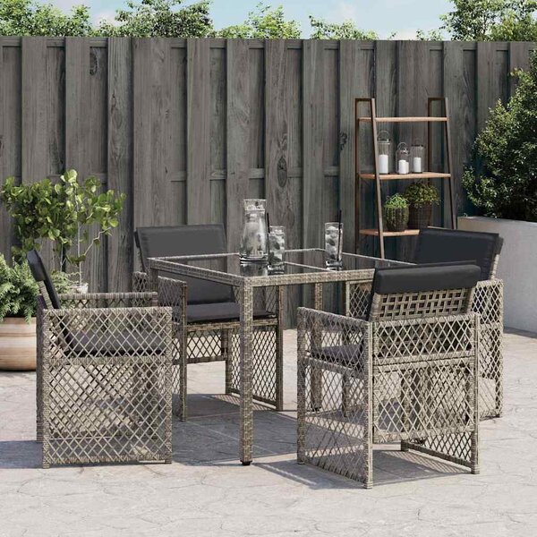 4 db szürke polyrattan kerti szék párnával