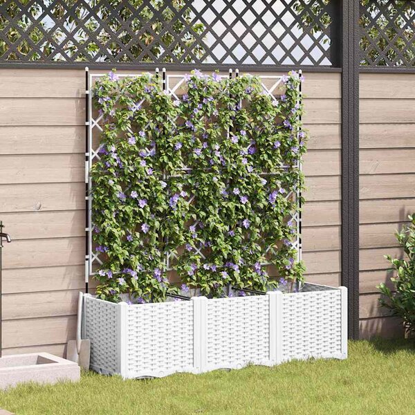 Kertész cserép rácsos változattal 3 pcs Fehér 120 x 40 x 143 cm
