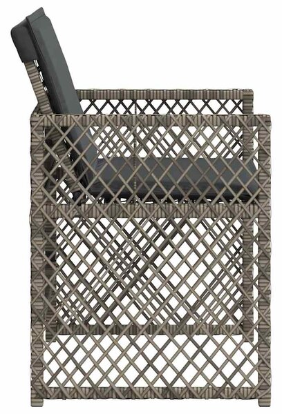 4 db szürke polyrattan kerti szék párnával