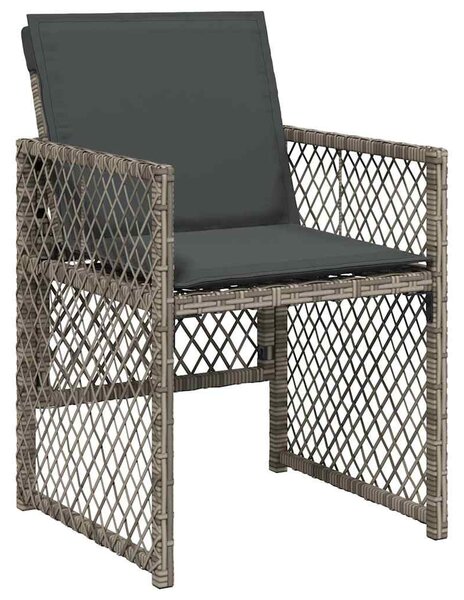 4 db szürke polyrattan kerti szék párnával