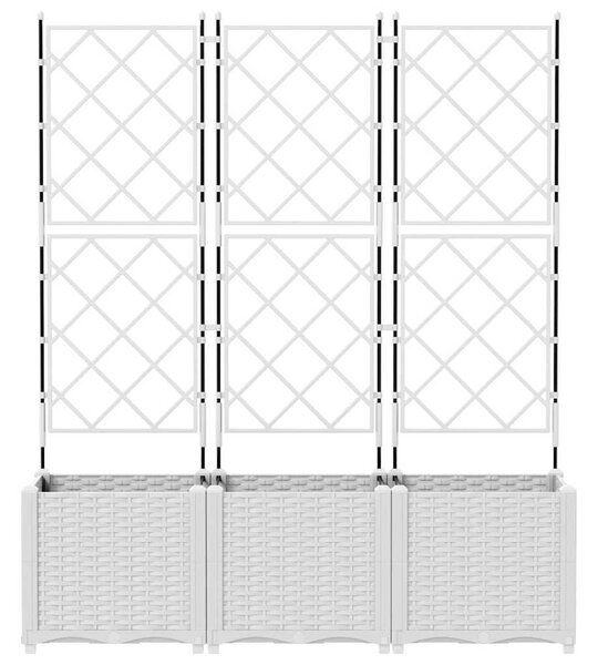 Kertész cserép rácsos változattal 3 pcs Fehér 120 x 40 x 143 cm