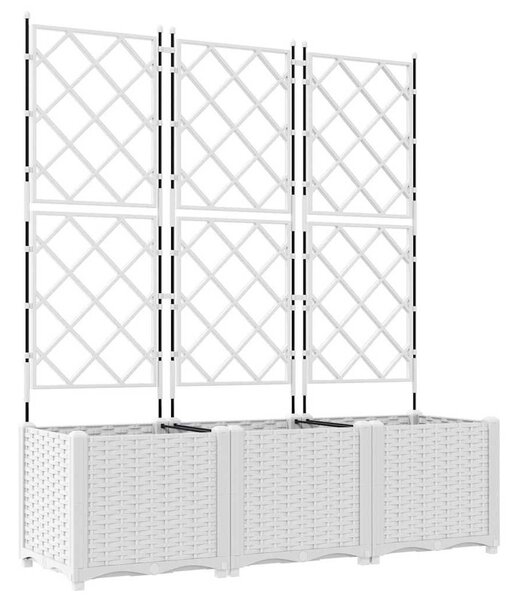 Kertész cserép rácsos változattal 3 pcs Fehér 120 x 40 x 143 cm