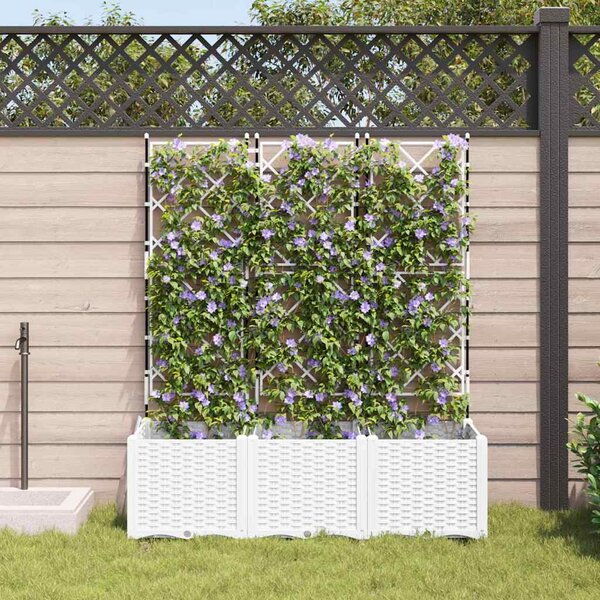 Kertész cserép rácsos változattal 3 pcs Fehér 120 x 40 x 143 cm