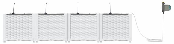 VidaXL Kerti cserép 4 pcs Fehér 160 x 40 x 37,5 cm Műanyag