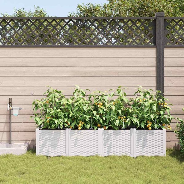VidaXL Kerti cserép 4 pcs Fehér 160 x 40 x 37,5 cm Műanyag