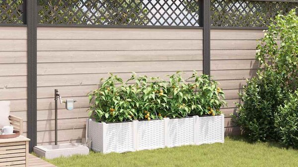 VidaXL Kerti cserép 4 pcs Fehér 160 x 40 x 37,5 cm Műanyag