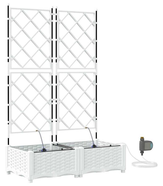 VidaXL Kerti cserép 2 pcs Fehér 80 x 40 x 126 cm Műanyag