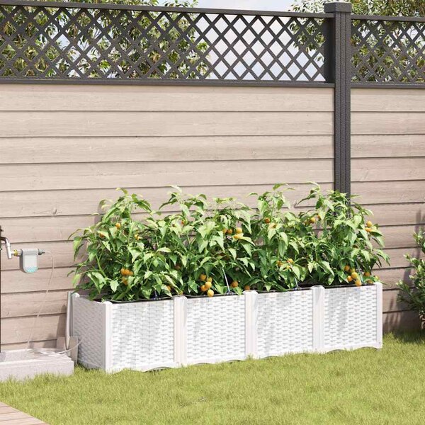VidaXL Kerti cserép 4 pcs Fehér 160 x 40 x 37,5 cm Műanyag