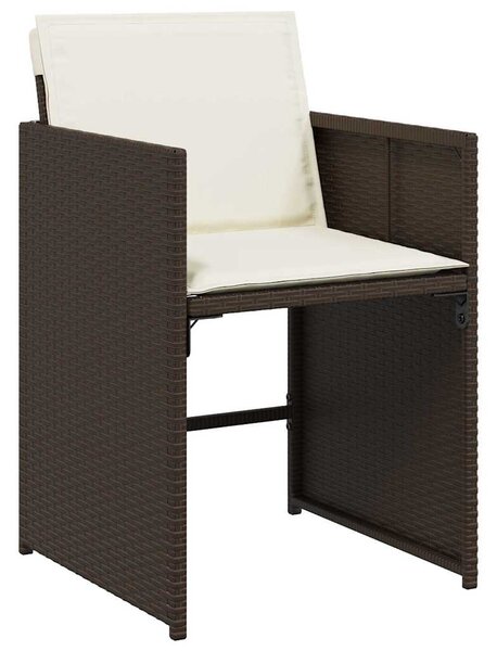5 részes barna polyrattan kerti étkezőgarnitúra párnákkal
