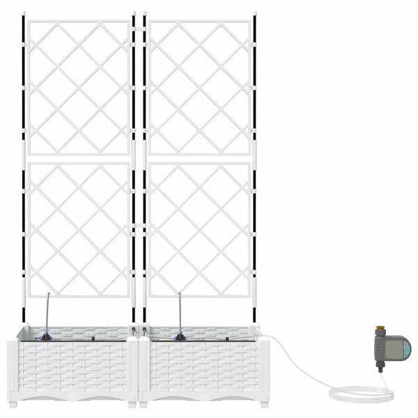 VidaXL Kerti cserép 2 pcs Fehér 80 x 40 x 126 cm Műanyag