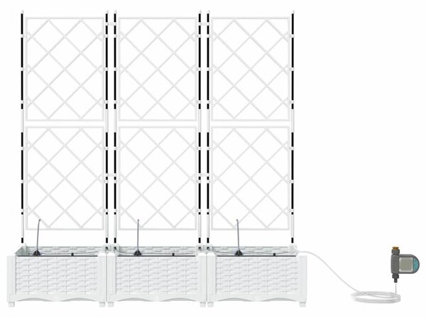 VidaXL Kerti cserép 3 pcs Fehér 120 x 40 x 126 cm Műanyag