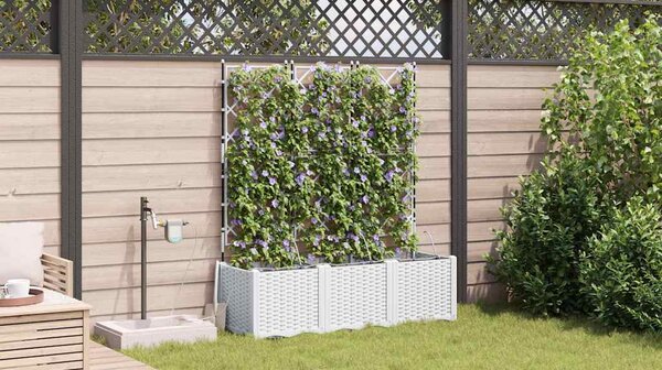 VidaXL Kerti cserép 3 pcs Fehér 120 x 40 x 142 cm Műanyag