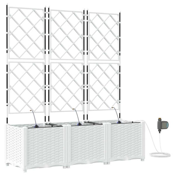 VidaXL Kerti cserép 3 pcs Fehér 120 x 40 x 142 cm Műanyag