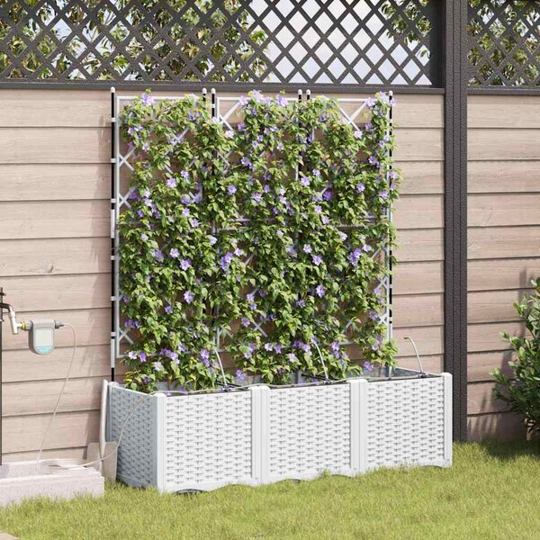 VidaXL Kerti cserép 3 pcs Fehér 120 x 40 x 142 cm Műanyag