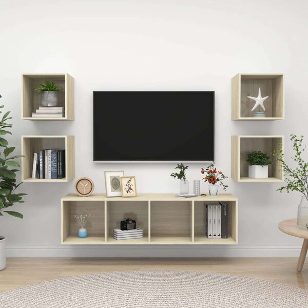 VidaXL Falra Szerelhető TV Szekrény Szett - 5 Rész, Sonoma Tölgy