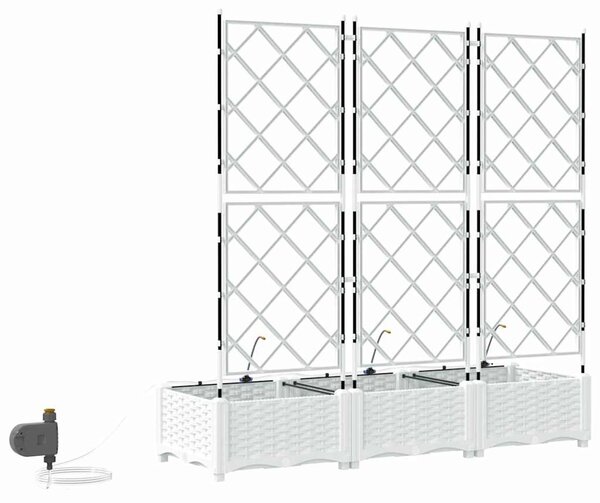 VidaXL Kerti cserép 3 pcs Fehér 120 x 40 x 126 cm Műanyag