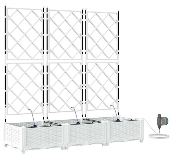VidaXL Kerti cserép 3 pcs Fehér 120 x 40 x 126 cm Műanyag