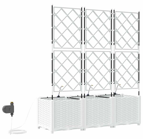 VidaXL Kerti cserép 3 pcs Fehér 120 x 40 x 142 cm Műanyag