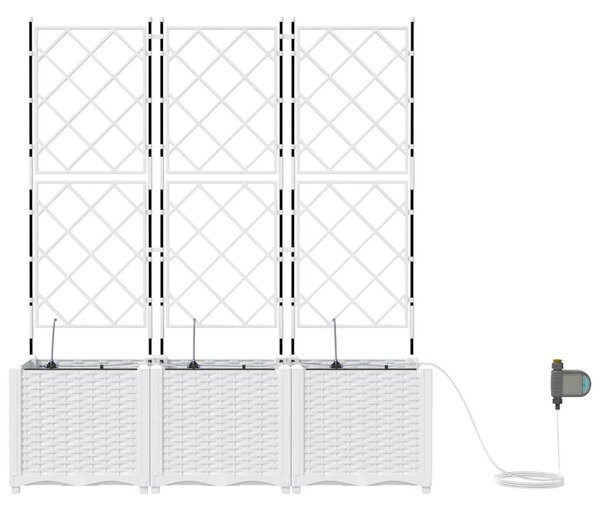 VidaXL Kerti cserép 3 pcs Fehér 120 x 40 x 142 cm Műanyag