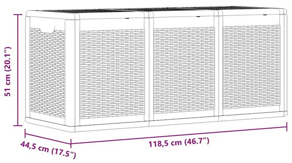 Szürke PP rattan kerti tárolóláda 270 L