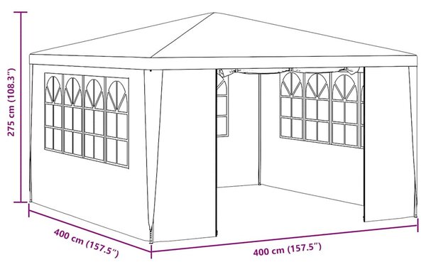 Zöld rendezvénysátor oldalfalakkal 4 x 4 m 90 g/m²