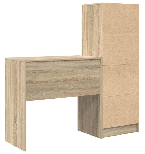 Asztal fiókkal polcokkal tárolóval 2 pcs Sonoma tölgy