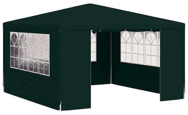 Zöld rendezvénysátor oldalfalakkal 4 x 4 m 90 g/m²