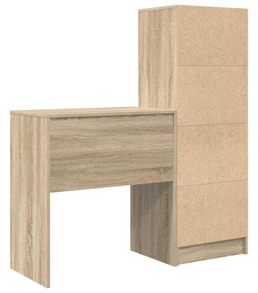 Asztal fiókkal polcokkal tárolóval 2 pcs Sonoma tölgy