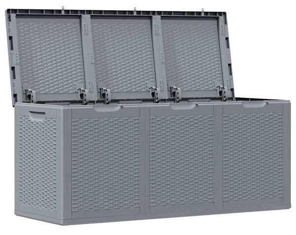 Szürke PP rattan kerti tárolóláda 270 L