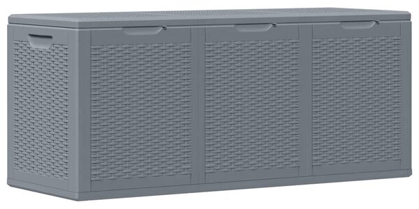 Szürke PP rattan kerti tárolóláda 270 L