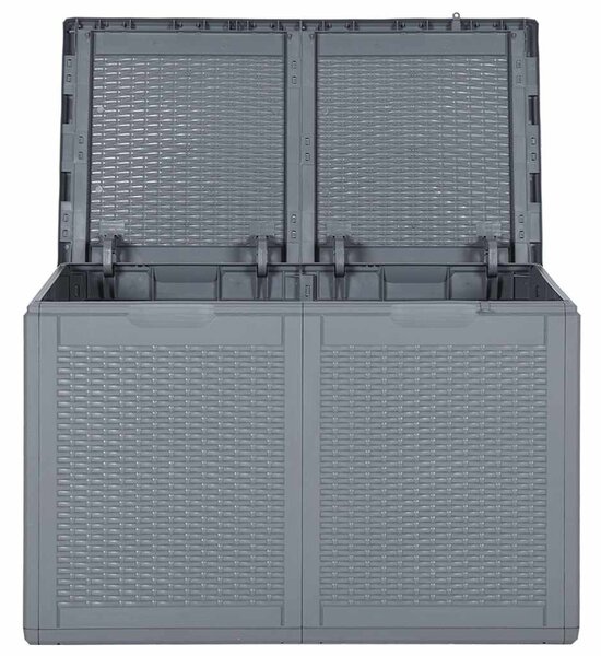 Szürke PP rattan kerti tárolóláda 180 L