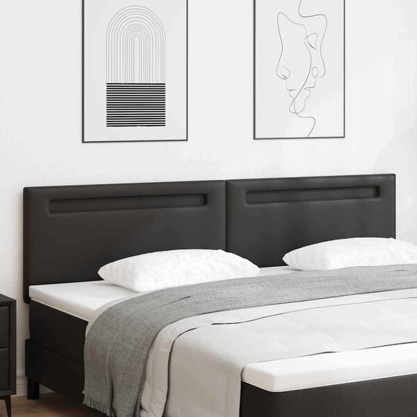 LED ágytámla Fekete 200 cm Műbőr