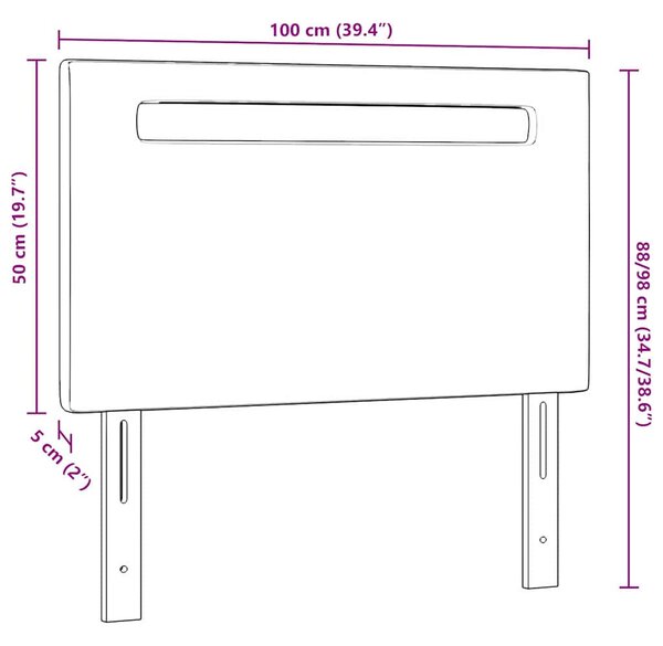 Fejtámla LED -es lámpákkal fejtámlával Cappuccino 100 cm PVC