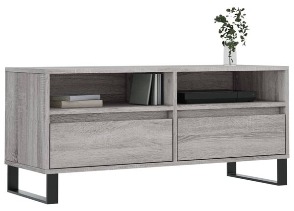 Szürke sonoma színű szerelt fa TV-szekrény 100x34,5x44,5 cm
