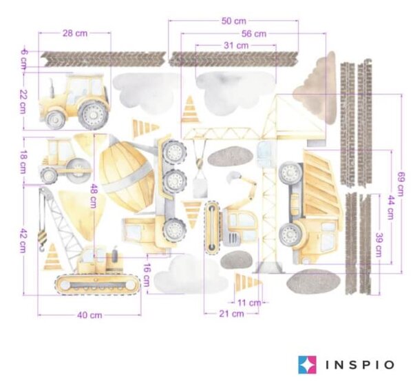 INSPIO - átragasztható textil matrica - Falmatrica - Munkagépek