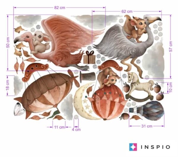 INSPIO - átragasztható textil matrica - Falmatrica gyerekeknek - Mágikus világ