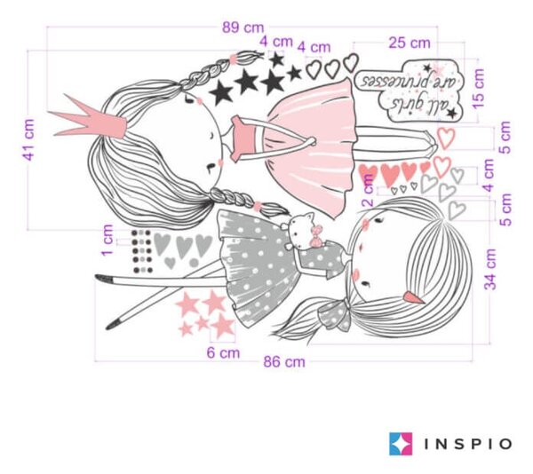 INSPIO - átragasztható textil matrica - Tündérek - Fali matrica gyerekszobába